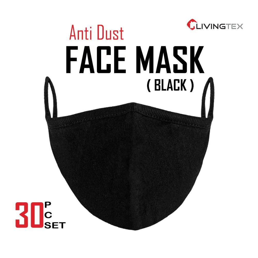 30 PCS BLACK WASHABLE FACE MASK